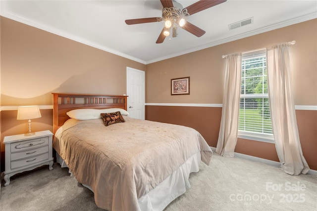 162 Castles Gate Dr, Mooresville, NC 28117 - carpeted bedroom featuring crown molding and a ceiling fan