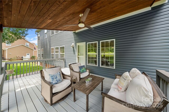 162 Castles Gate Dr, Mooresville, NC 28117 - deck with ceiling fan and outdoor lounge area
