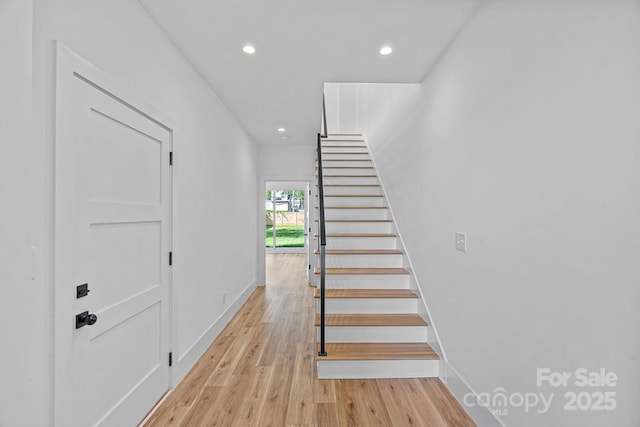 209 Keswick Ave, Charlotte, NC 28206 - staircase featuring recessed lighting and wood finished floors