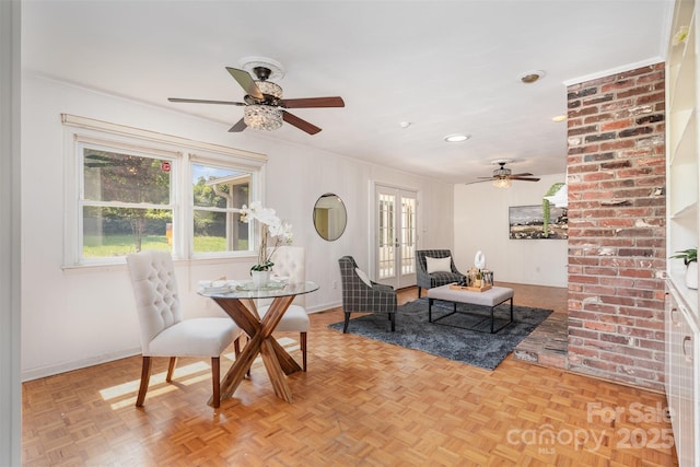 1925 Montclair Ave, Gastonia, NC 28054 - dining area featuring ceiling fan, french doors, and recessed lighting