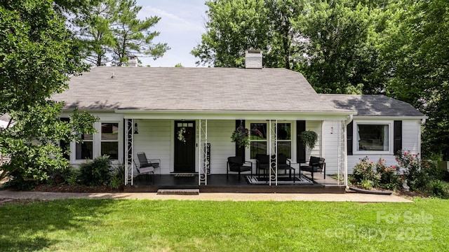 120 Hilltop St, Connelly Springs, NC 28612 - view of front of property with a porch, a front lawn, and a chimney