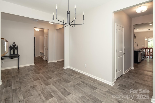 171 Old Harbor Dr, Mount Gilead, NC 27306 - unfurnished dining area featuring a chandelier and wood finished floors