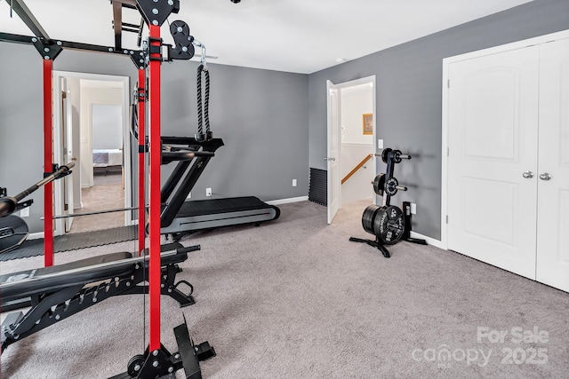 171 Old Harbor Dr, Mount Gilead, NC 27306 - exercise room featuring baseboards and carpet