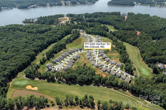 171 Old Harbor Dr, Mount Gilead, NC 27306 - aerial view of property's location featuring a large body of water and a local golf course