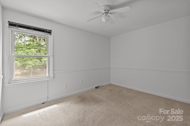906 Wishing Well Ln, Charlotte, NC 28270 - spare room with carpet, a ceiling fan, and a textured ceiling