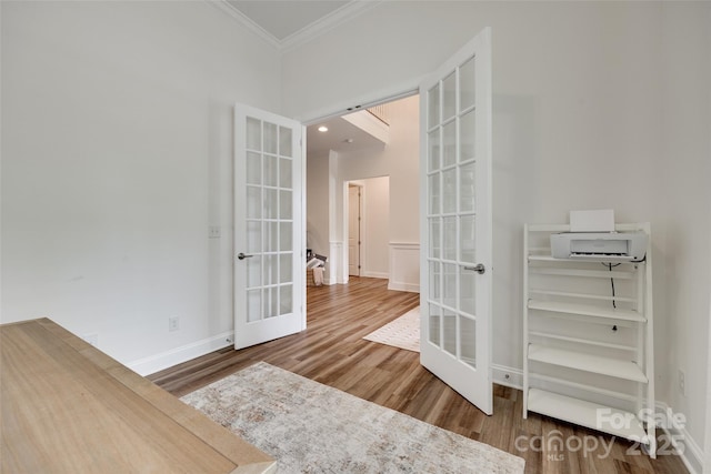 2324 Loire Valley Dr, Indian Land, SC 29707 - interior space featuring french doors, ornamental molding, and wood finished floors