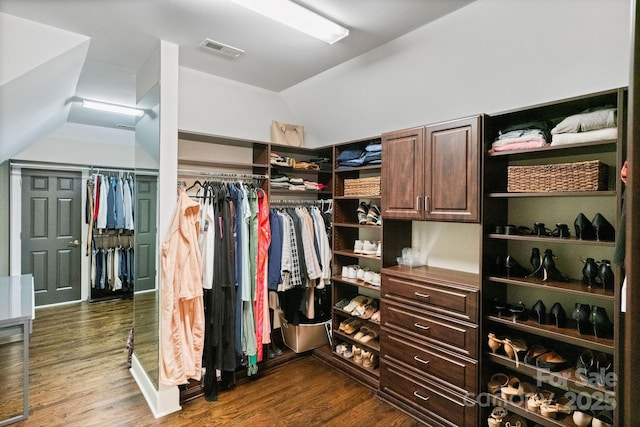 1032 Spyglass Ln, Waxhaw, NC 28173 - walk in closet featuring lofted ceiling and wood finished floors