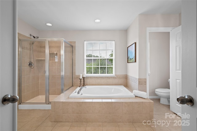 6803 Augustine Way, Charlotte, NC 28270 - full bath featuring a garden tub, a stall shower, and tile patterned floors