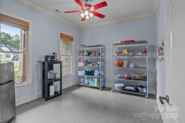 753 River Bend Dr, Granite Falls, NC 28630 - misc room featuring ceiling fan and crown molding