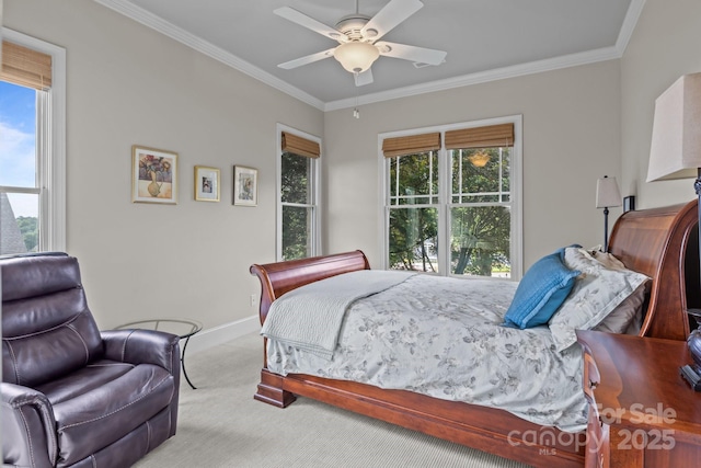 753 River Bend Dr, Granite Falls, NC 28630 - carpeted bedroom featuring ornamental molding and ceiling fan