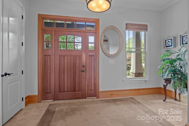 753 River Bend Dr, Granite Falls, NC 28630 - entryway with baseboards and crown molding