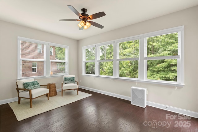 1830 Alden Oaks Ln, Charlotte, NC 28270 - living area with dark wood-style flooring and ceiling fan
