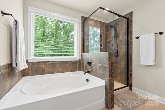 1830 Alden Oaks Ln, Charlotte, NC 28270 - full bath with plenty of natural light, a garden tub, a stall shower, and tile patterned flooring