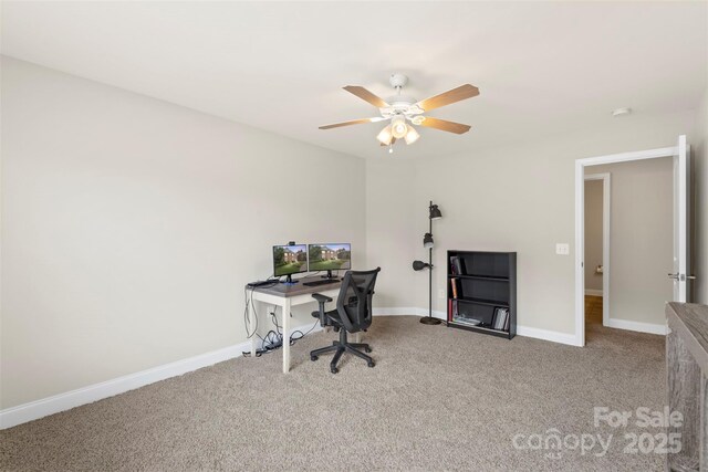 1830 Alden Oaks Ln, Charlotte, NC 28270 - carpeted office with a ceiling fan and baseboards