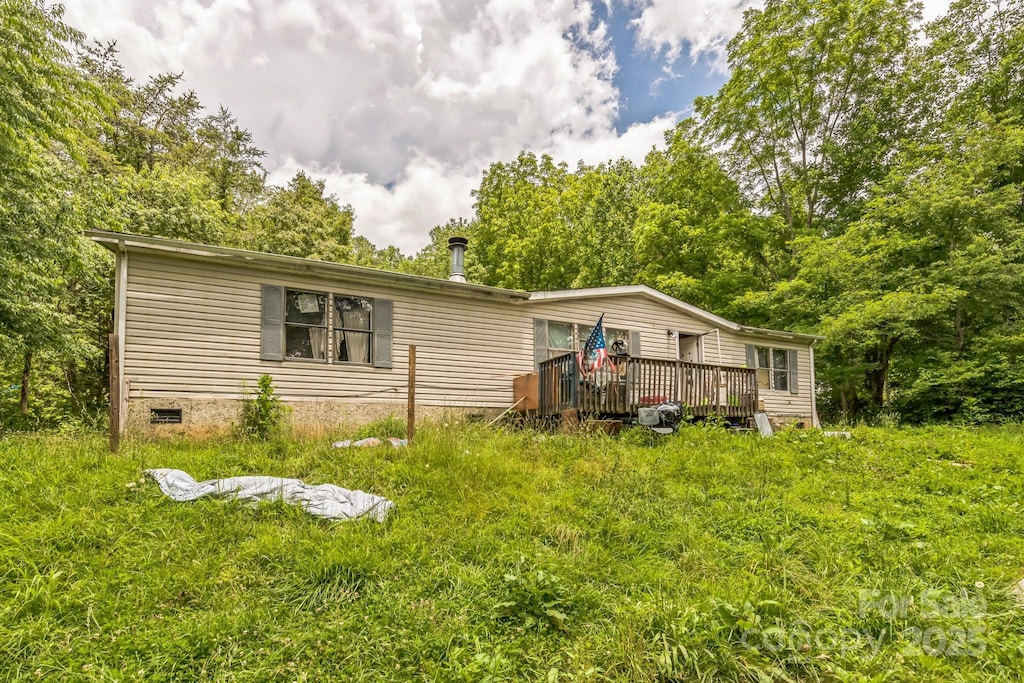 54 Lemon Creek Dr, Candler, NC 28715 - view of front of home with a wooden deck and crawl space