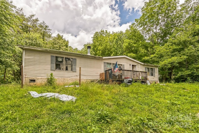 54 Lemon Creek Dr, Candler, NC 28715 - view of front of home with a wooden deck and crawl space