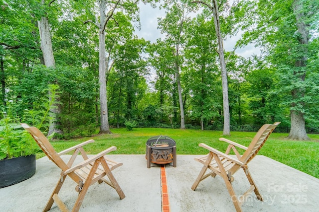 2004 Viscount Dr, Matthews, NC 28104 - view of patio / terrace featuring an outdoor fire pit