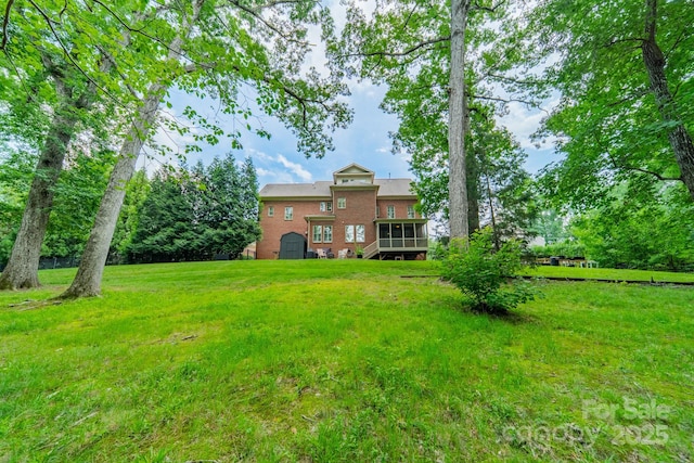2004 Viscount Dr, Matthews, NC 28104 - view of green lawn with a sunroom and stairway