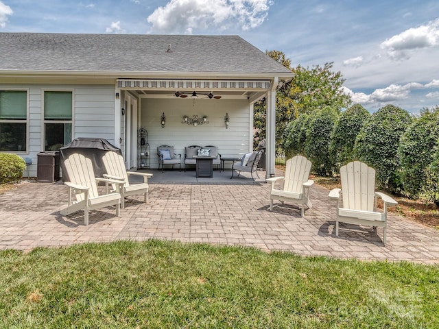 314 Candella Dr, Matthews, NC 28104 - view of patio / terrace with outdoor lounge area and ceiling fan