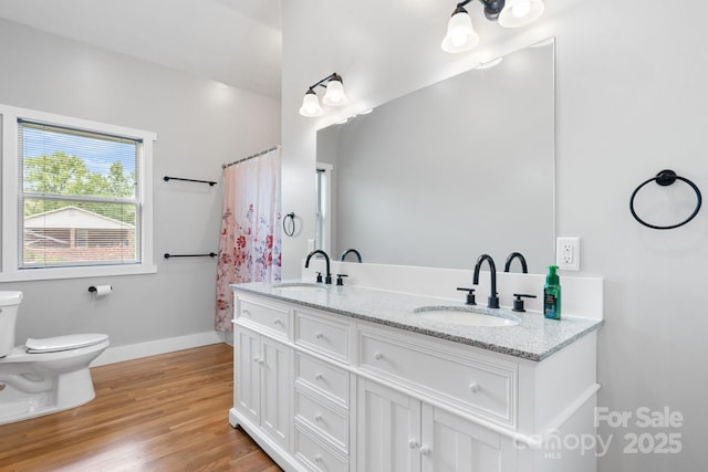 1844 Bellcroft Ln, Lenoir, NC 28645 - full bathroom featuring double vanity, wood finished floors, and a shower with shower curtain