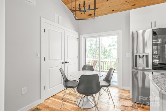 163 Hawk Hollow Dr, Lake Lure, NC 28746 - dining room with light wood-style floors and wood ceiling