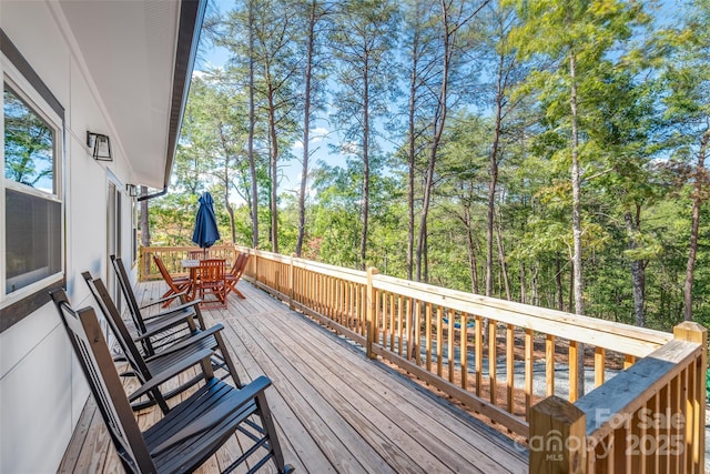 163 Hawk Hollow Dr, Lake Lure, NC 28746 - wooden deck with outdoor dining area