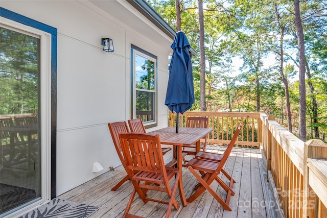 163 Hawk Hollow Dr, Lake Lure, NC 28746 - wooden terrace featuring outdoor dining area