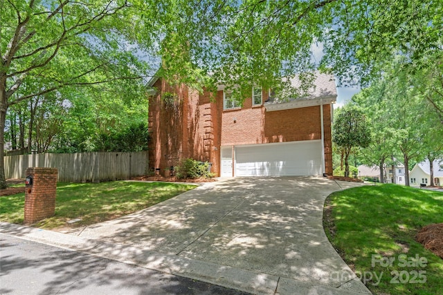 7301 Leharne Dr, Charlotte, NC 28270 - view of front facade with brick siding, a garage, and concrete driveway