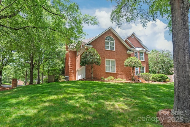 7301 Leharne Dr, Charlotte, NC 28270 - view of front of house featuring brick siding and a front lawn