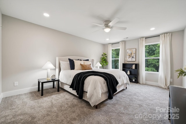 384 Speedway Pl, Concord, NC 28027 - bedroom with carpet, recessed lighting, and a ceiling fan