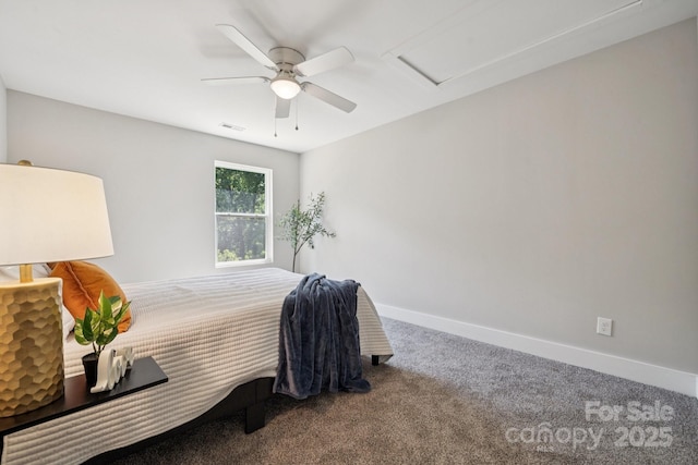 384 Speedway Pl, Concord, NC 28027 - carpeted bedroom featuring a ceiling fan and attic access