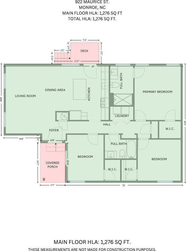 922 Maurice St, Monroe, NC 28112 - view of room layout