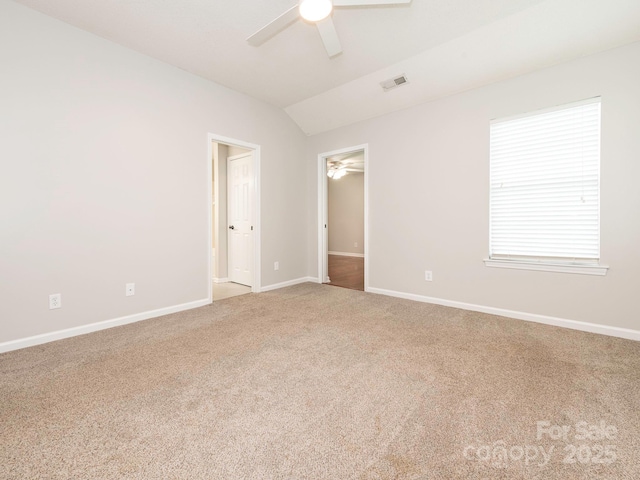 703 Bradberry Ln, Indian Trail, NC 28079 - carpeted spare room featuring a ceiling fan and vaulted ceiling
