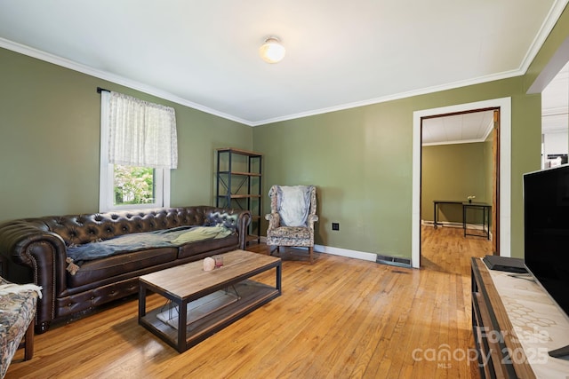 1271 Upper Brush Creek Rd, Fairview, NC 28730 - living room featuring ornamental molding and light wood finished floors