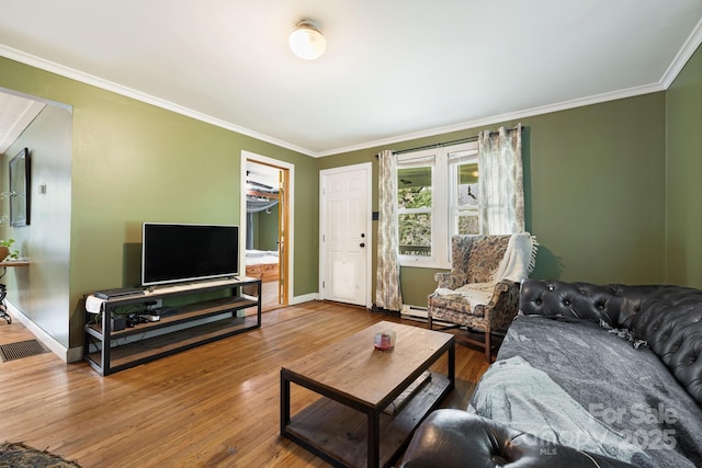 1271 Upper Brush Creek Rd, Fairview, NC 28730 - living room with crown molding and wood finished floors