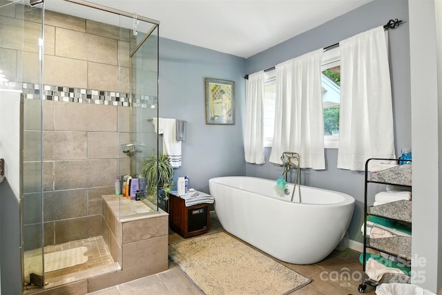 155 John Thomas Dr, Boone, NC 28607 - full bathroom with a shower stall, a soaking tub, and tile patterned flooring