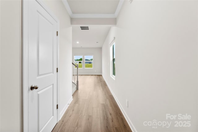 415 Luna Ln, Shelby, NC 28152 - hallway with light wood-style flooring and ornamental molding