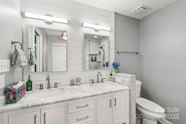 8618 Sam Dee Rd, Charlotte, NC 28215 - bathroom with double vanity and a stall shower