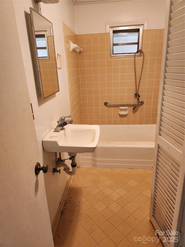 423 Tot Dellinger Rd, Cherryville, NC 28021 - bathroom with shower / tub combination, healthy amount of natural light, and tile patterned flooring