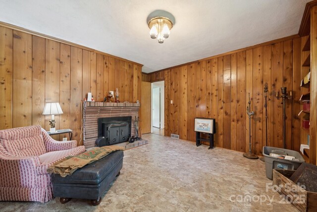2500 Kendrick Dr, Charlotte, NC 28214 - living room featuring wood walls