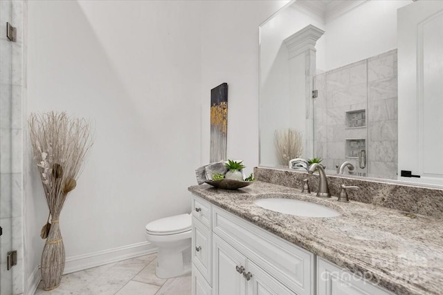 7068 Denison Rd, Summerfield, NC 27358 - full bath with marble finish floors, vanity, and tiled shower