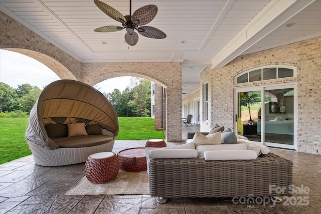 7068 Denison Rd, Summerfield, NC 27358 - view of patio featuring an outdoor hangout area and a ceiling fan