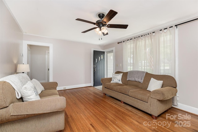 810 Maplewood Ave, Kannapolis, NC 28081 - living area with a ceiling fan and wood finished floors