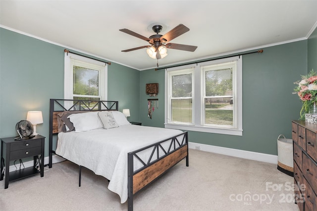810 Maplewood Ave, Kannapolis, NC 28081 - bedroom featuring light carpet, crown molding, and a ceiling fan