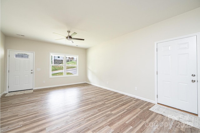 1214 Winter Pl SW, Lenoir, NC 28645 - foyer entrance featuring a ceiling fan and light wood-type flooring
