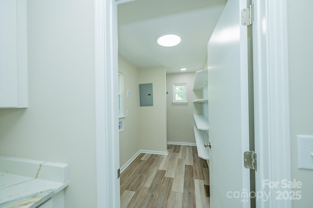 1696 Race Path Church Rd, Mooresboro, NC 28114 - laundry area featuring electric panel and light wood-type flooring
