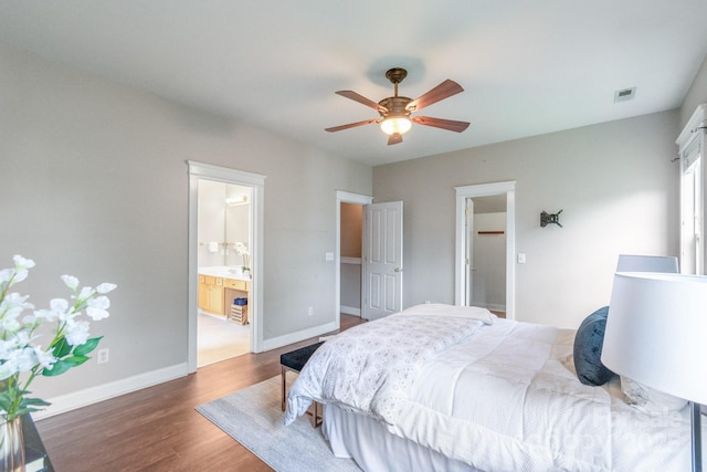 2619 Merion Hills Ct, Charlotte, NC 28269 - bedroom featuring wood finished floors, ensuite bathroom, and ceiling fan
