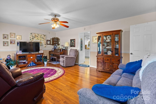 135 Burton Hills Cir, Gastonia, NC 28054 - living room featuring ceiling fan and wood finished floors