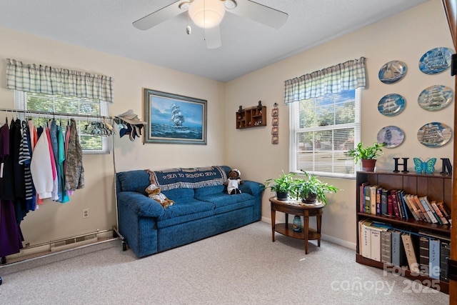 135 Burton Hills Cir, Gastonia, NC 28054 - living room featuring carpet floors and ceiling fan