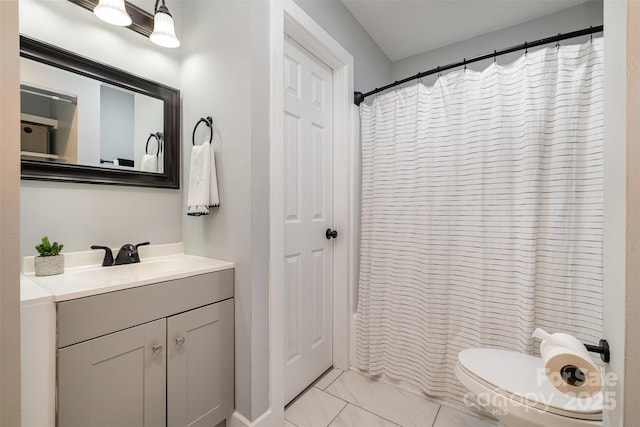8135 Cedar Glen Dr, Charlotte, NC 28212 - full bath with vanity, marble look tile flooring, and shower / bath combo